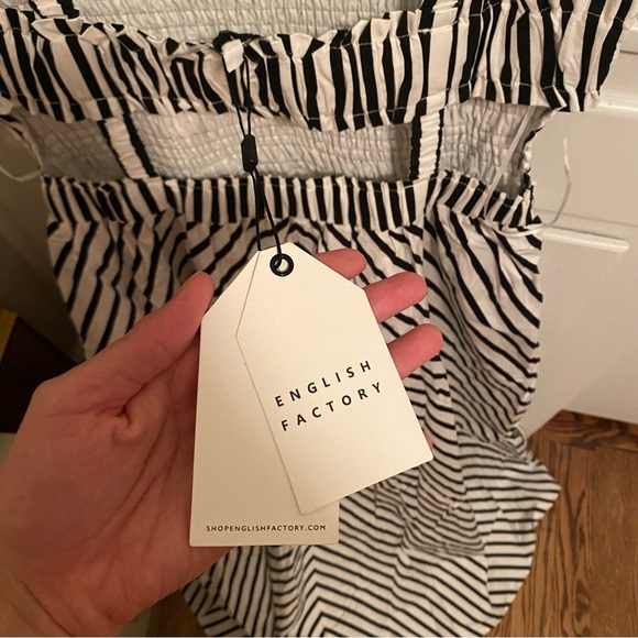 English Factory Black and White Striped Smocked Dress - Picture 5 of 5